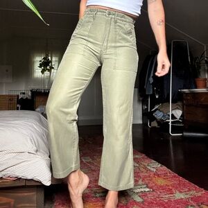 Olive Green Wide-Leg Pants